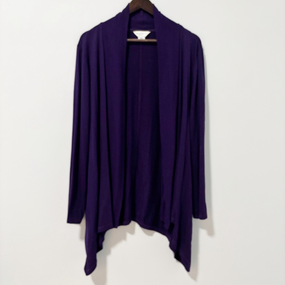 Liz Claiborne Weekend Womens Purple Open-Front Cardigan Size XXL‎